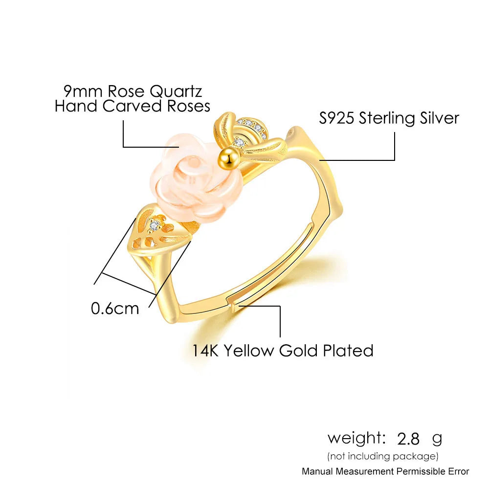 Bee & Rose Quartz Ring