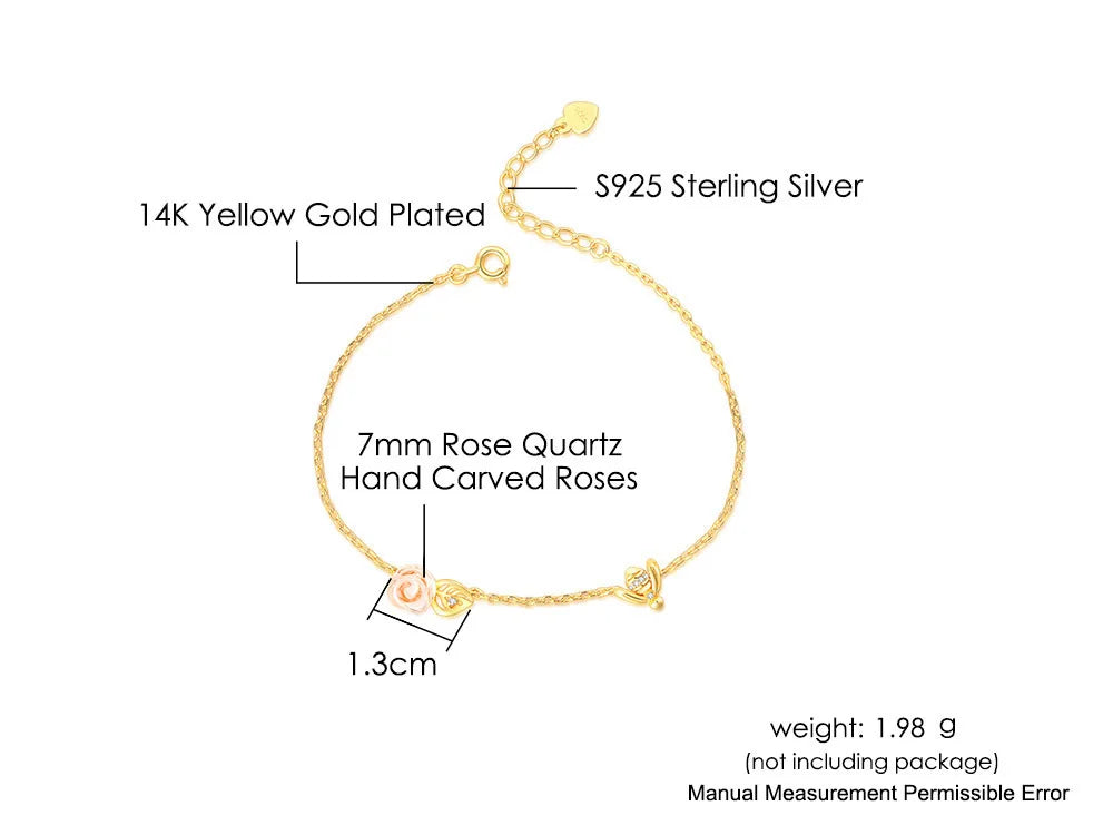 Specification of Rose Quartz Bracelet with Gold Finish for Women