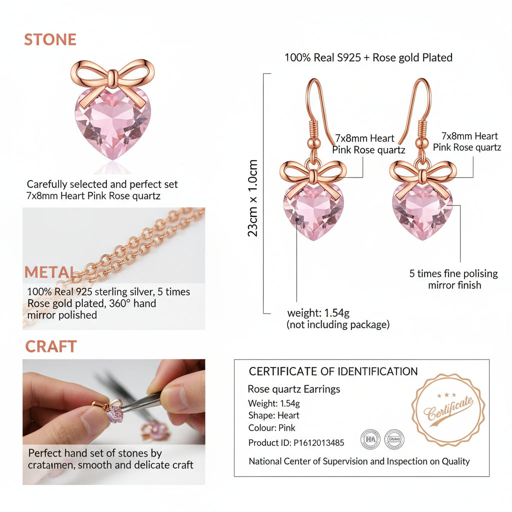 Quartz Heart Earrings