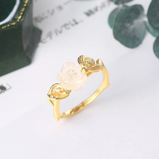 Bee & Rose Quartz Ring