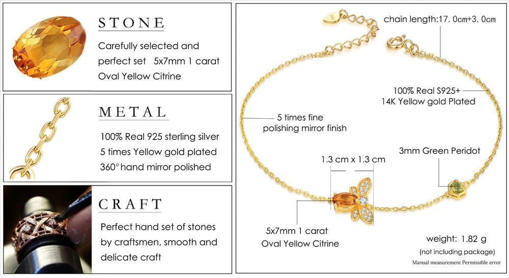 Citrine Bee Bracelet