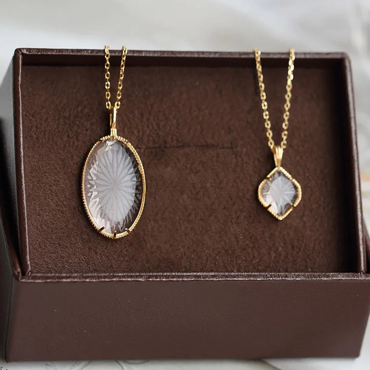 natural white crystal snowflake necklace in jewelry box