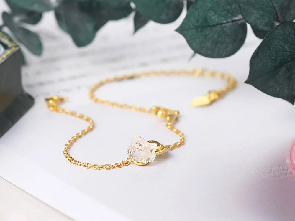 Heart and Bee-Inspired Rose Quartz Bracelet