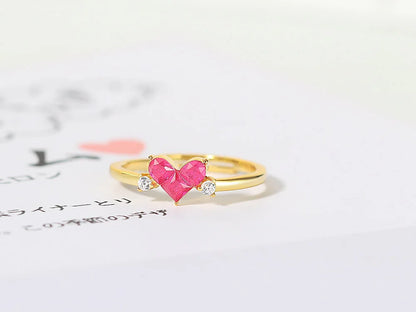 Cute Heart Corundum Jewelry Set