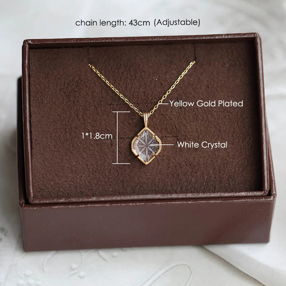 white crystal snowflake necklace with gold plated chain