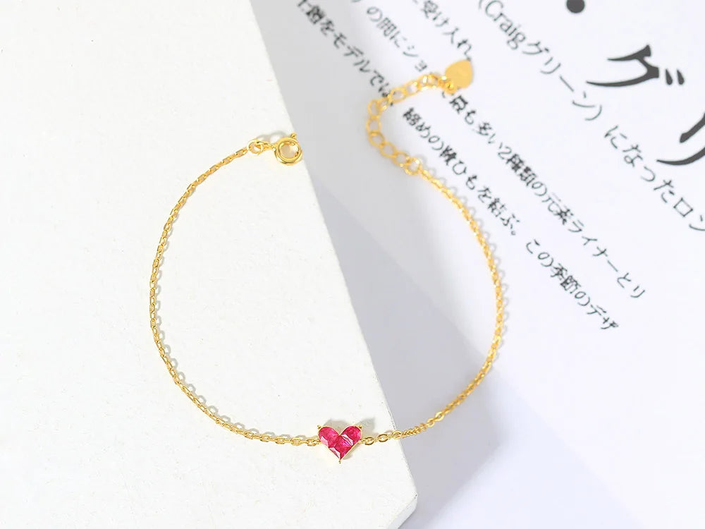 Complete Sweety Heart Bracelet with Synthetic Corundum for Women