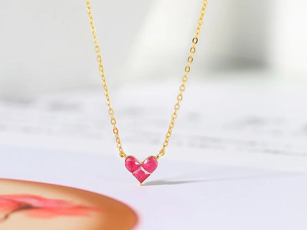 Cute Heart Corundum Jewelry Set