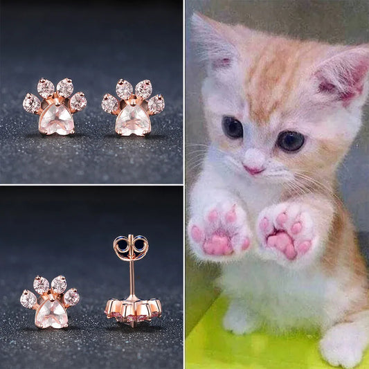 Rose Quartz Paw Earrings