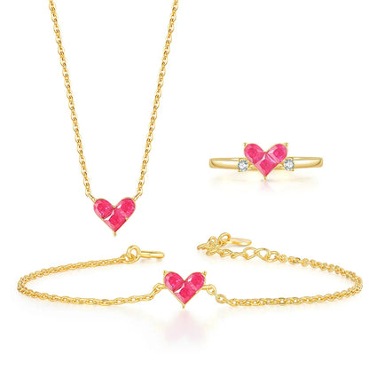Cute Heart Corundum Jewelry Set