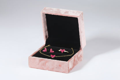 Cute Heart Corundum Jewelry Set