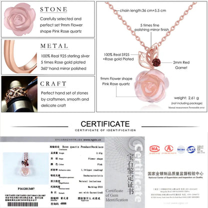 Rose Flower Quartz Necklace
