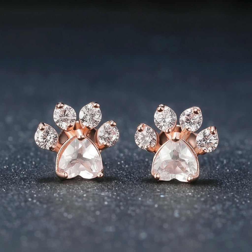 Rose Quartz Paw Earrings