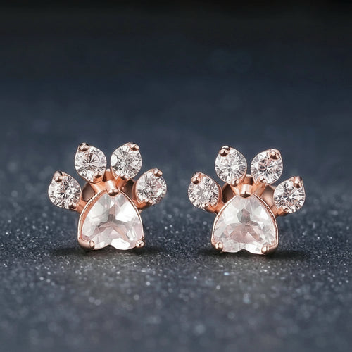 Rose Quartz Paw Earrings