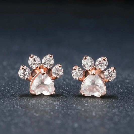 Rose Quartz Paw Earrings