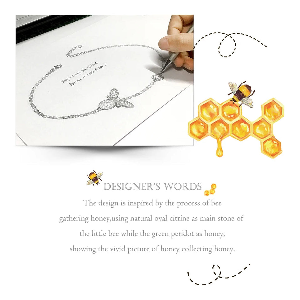 Caratmoon jewelry design inspiration with honeycomb and bee illustration
