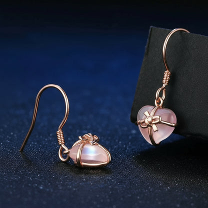 Rose Quartz Heart Earrings