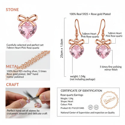 Rose Quartz Heart Earrings