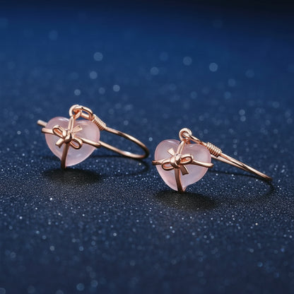 Rose Quartz Heart Earrings