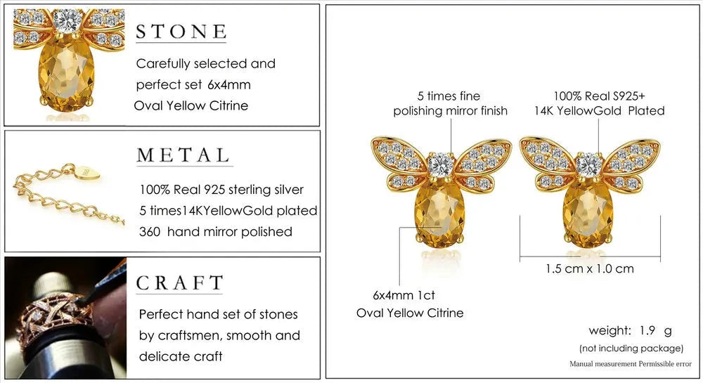 Citrine Honeybee Earrings