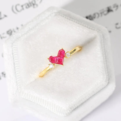 Cute Heart Corundum Jewelry Set