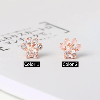 Rose Quartz Paw Earrings