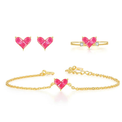 Cute Heart Corundum Jewelry Set