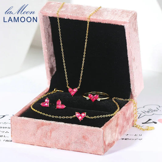 Cute Heart Corundum Jewelry Set
