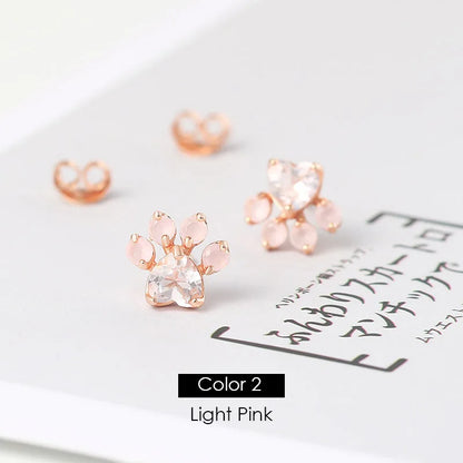 Rose Quartz Paw Earrings