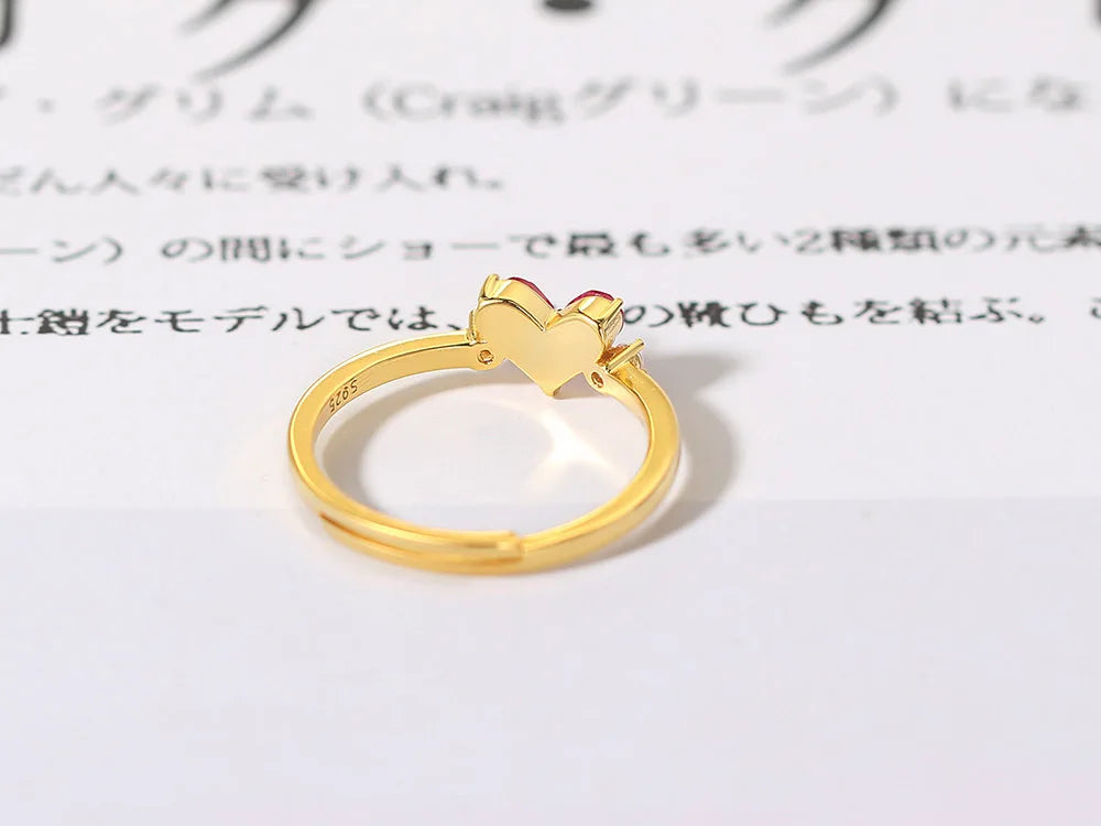 Close-Up of Sweety Heart Rings with Romantic Heart Design in 925 Silver