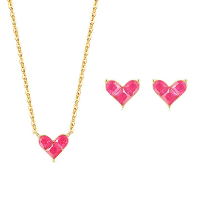 Cute Heart Corundum Jewelry Set