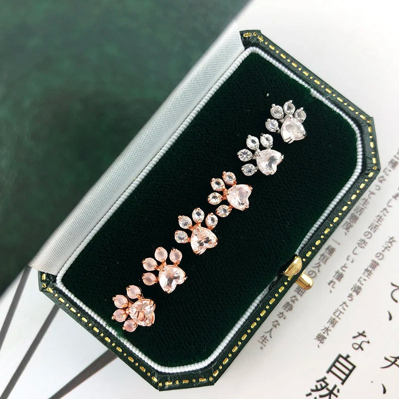 Rose Quartz Paw Earrings