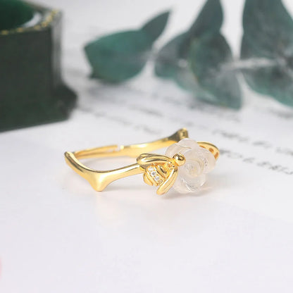 Bee & Rose Quartz Ring