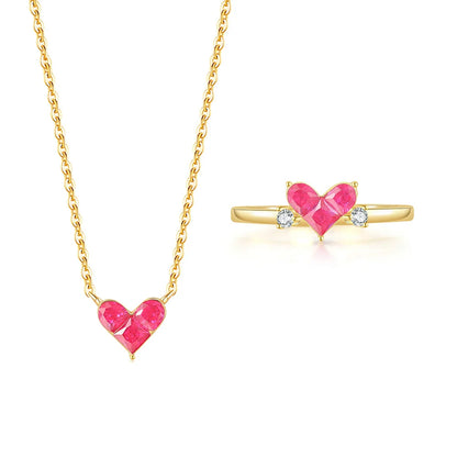 Cute Heart Corundum Jewelry Set