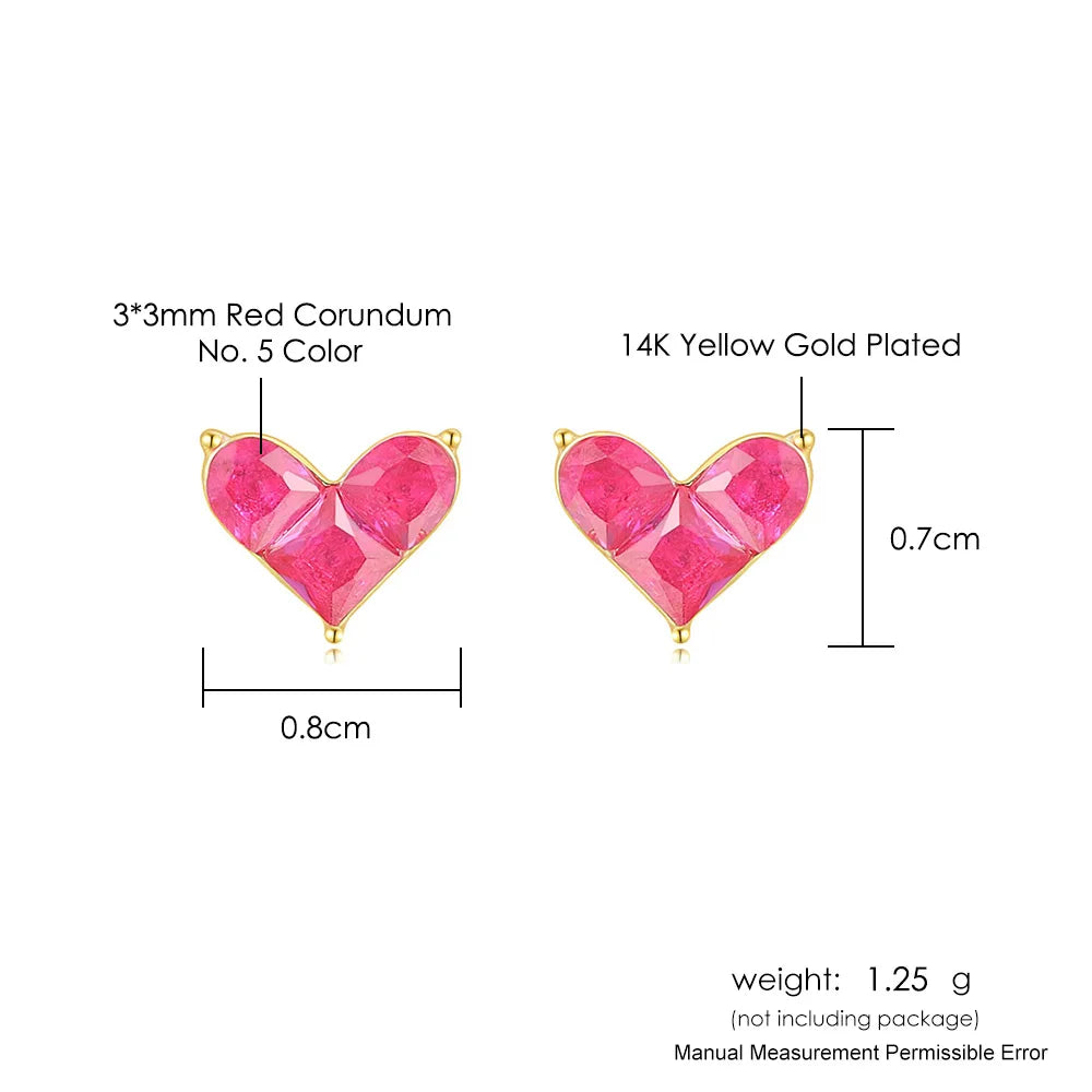 Synthetic Heart Corundum Earrings