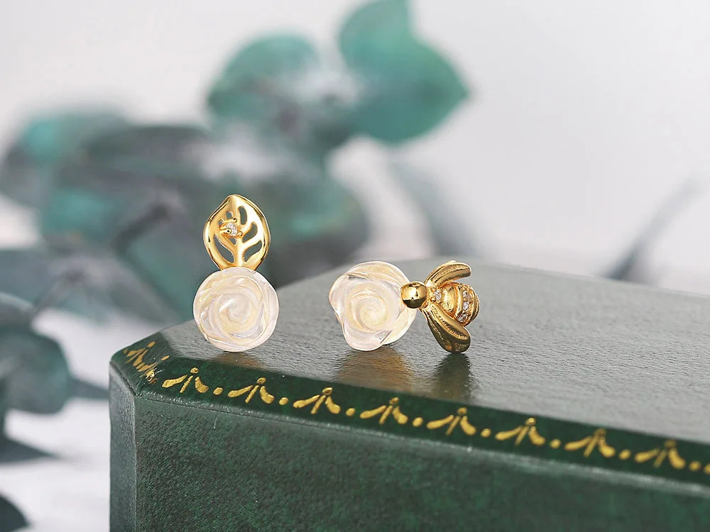 Gold-Plated Rose Quartz Earrings for Special Occasions