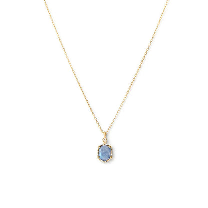 Natural moonstone pendant necklace with geometric blue gemstone pendant