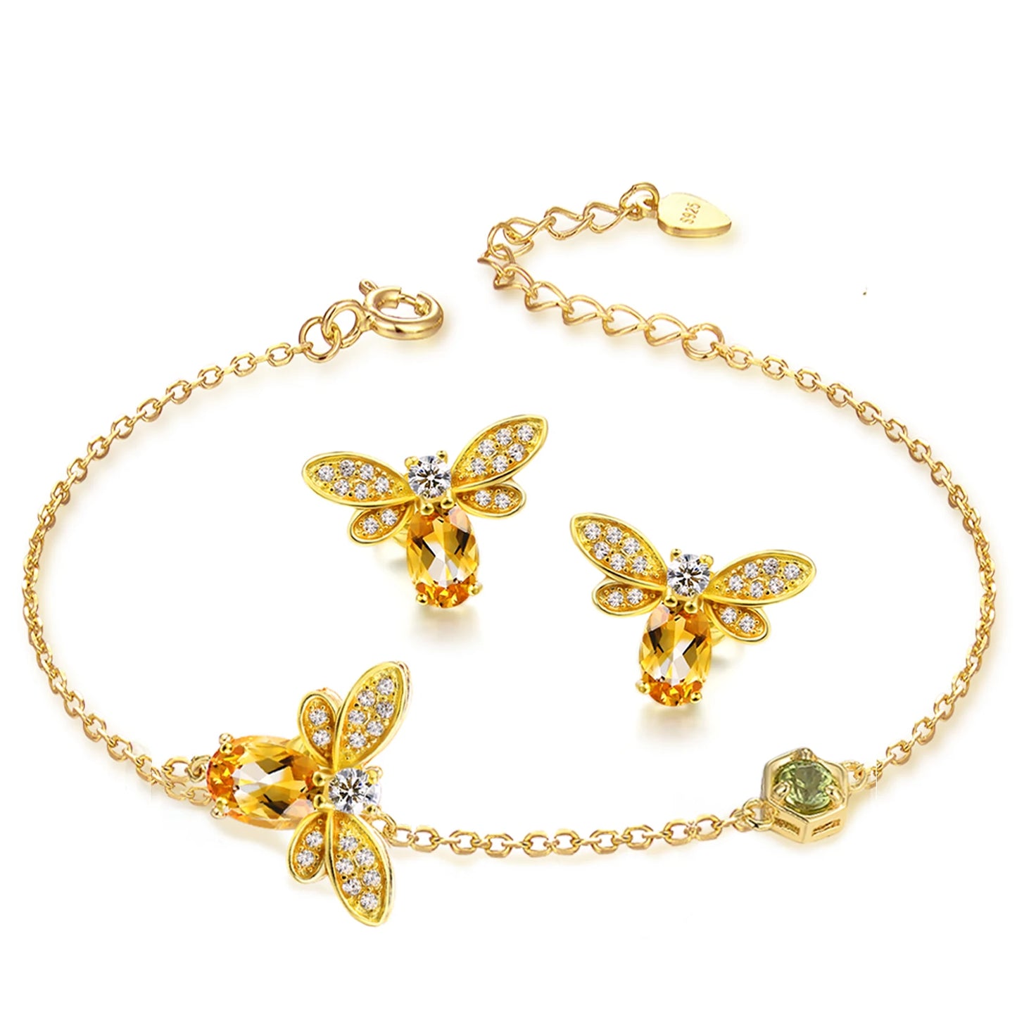 Complete Bee Citrine Jewelry Set – Perfect Gift for Her