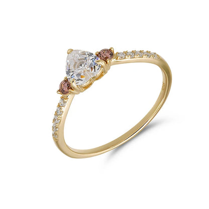 cubic zirconia heart ring in 14K gold plated sterling silver