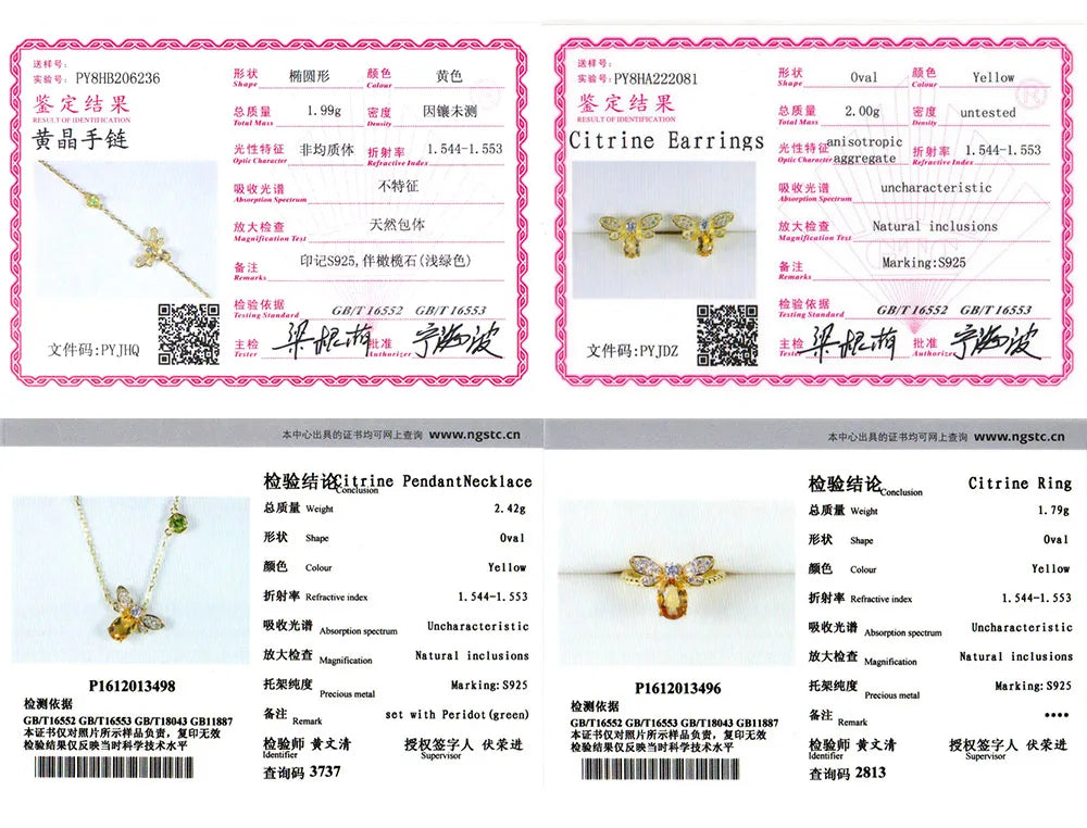 Bee Citrine Jewelry Set