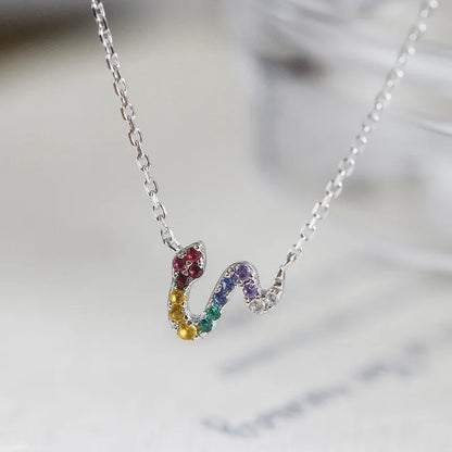 serpent necklace with colourful cubic zirconia pendant