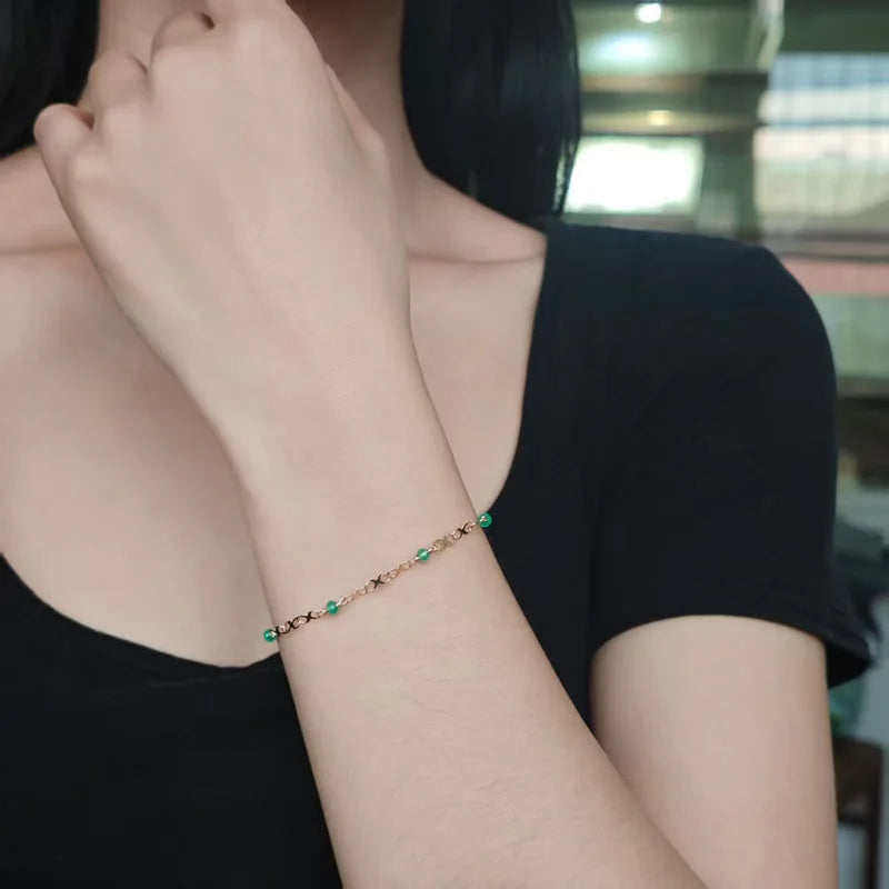 multicolour chalcedony bead bracelet with round natural stones
