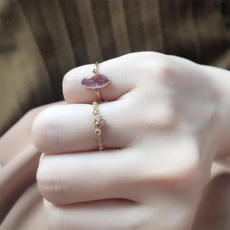 Natural tanzanite oval ring with gold plated 925 sterling silver setting