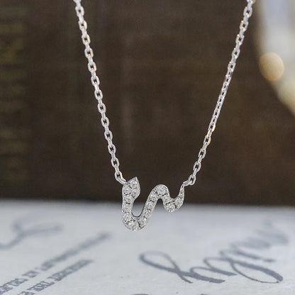 serpent necklace with cubic zirconia pendant in silver chain