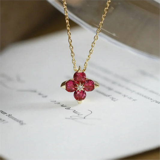 Ruby Clover Necklace