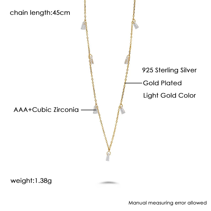 925 Silver necklace with AAA+Cubic Zirconia on a white background