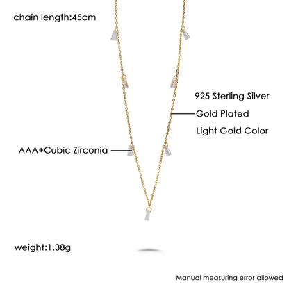 925 Silver necklace with AAA+Cubic Zirconia on a white background