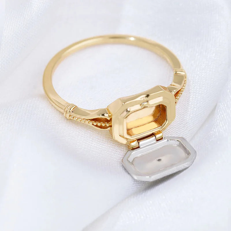 gold vermeil vintage ring with carved geometric pattern