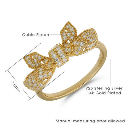 cubic zirconia bow ring details
