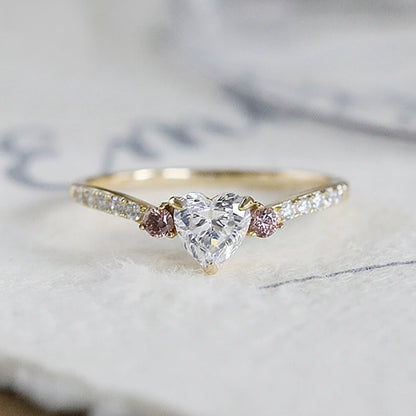cubic zirconia heart ring in 14K gold plated 925 sterling silver