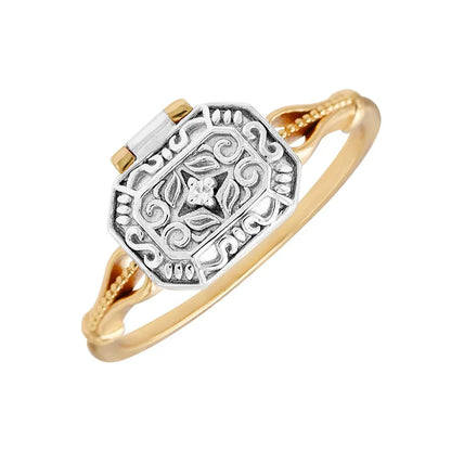 vintage carved gold vermeil ring in 925 sterling silver